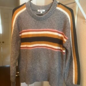 Madewell Heather Grey Varsity Stripe Sweater
